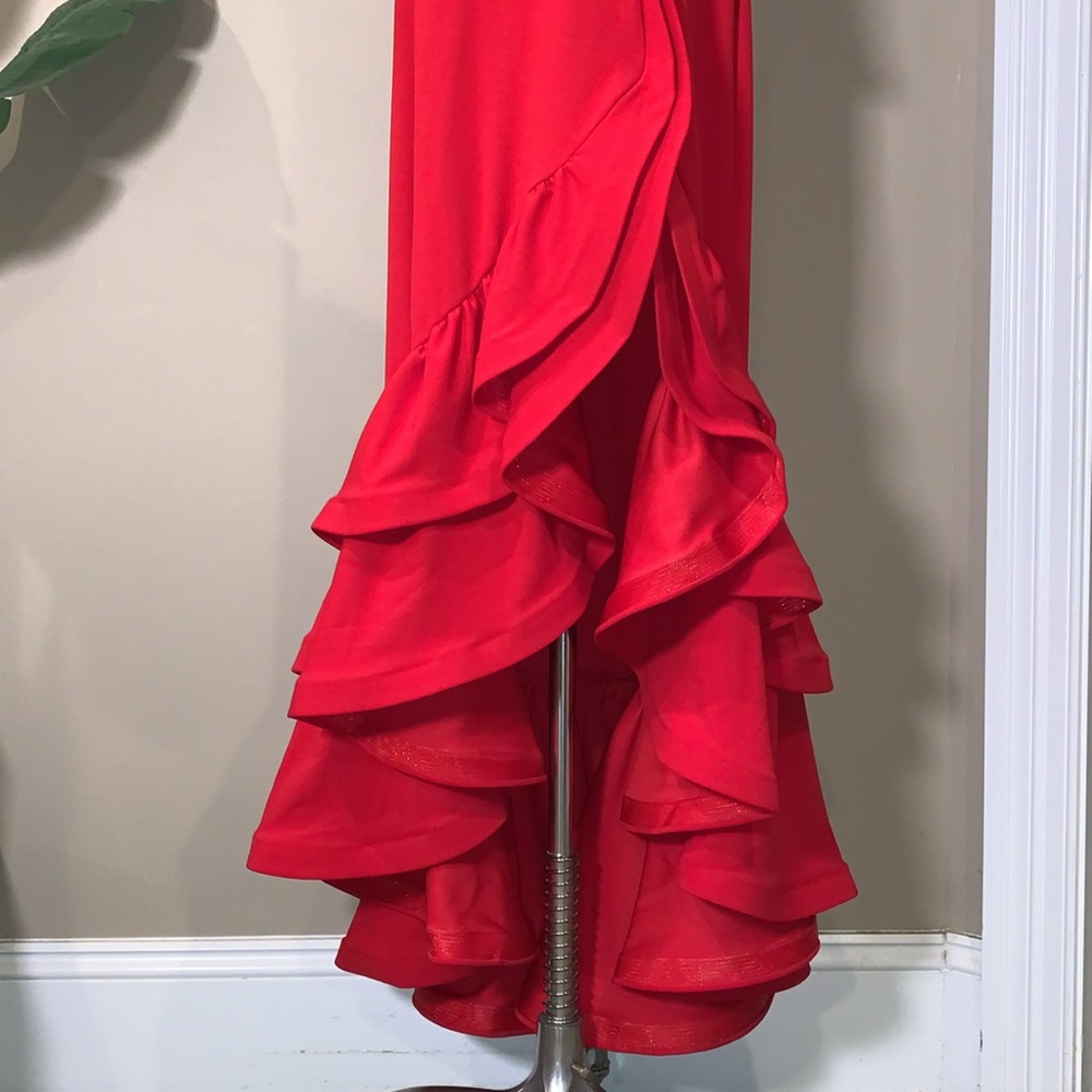 Betsy & Adam Red Ruffle Gown - Picture 10 of 16